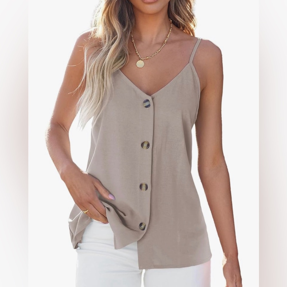 Champagne Button Down Tank Top Small Like New